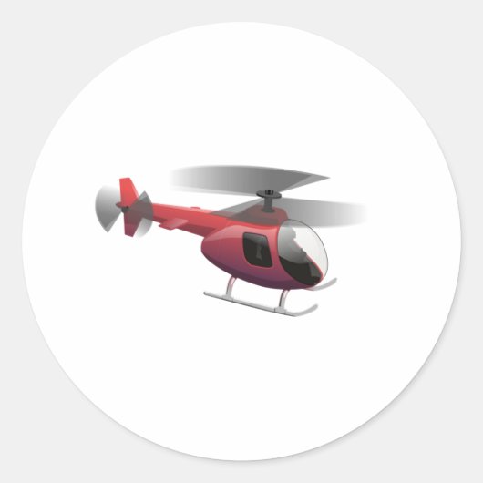 Helikopter Cartoon Ronde Sticker (Voorkant)