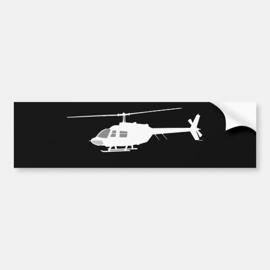 Helikopter Chopper Silhouette Flying Black Bumpersticker (Voorkant)