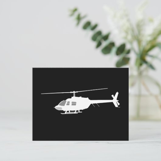 Helikopter Chopper Silhouette Flying Black Decor Briefkaart (Staand voorkant)