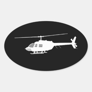 Helikopter Chopper Silhouette Flying Black Decor Ovale Sticker