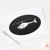 Helikopter Chopper Silhouette Flying Black Decor Ovale Sticker (Envelop)