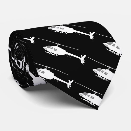 Helikopter Chopper Silhouette Flying Black Decor Stropdas (Opgerold)