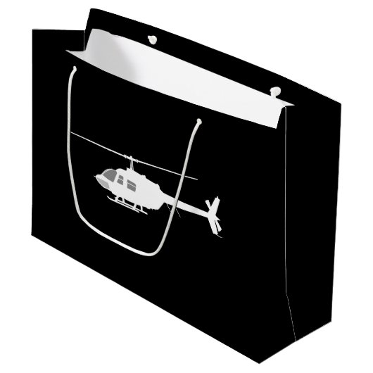 Helikopter Chopper Silhouette Flying Black Groot Cadeauzakje (Voorkant Gekanteld)