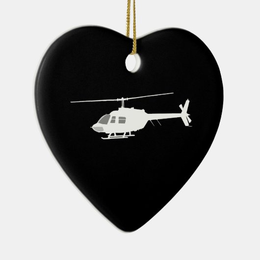 Helikopter Chopper Silhouette Flying Black Keramisch Ornament (Rechts)