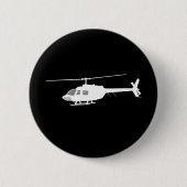 Helikopter Chopper Silhouette Flying Black Ronde Button 5,7 Cm (Voorkant)