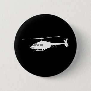 Helikopter Chopper Silhouette Flying Black Ronde Button 5,7 Cm