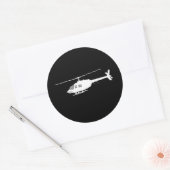 Helikopter Chopper Silhouette Flying Black Ronde Sticker (Envelop)