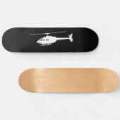 Helikopter Chopper Silhouette Flying Black Skateboard (Horizontaal)