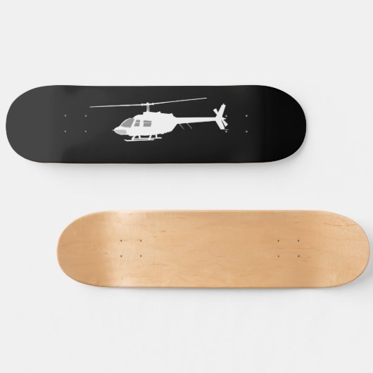 Helikopter Chopper Silhouette Flying Black Skateboard (Horizontaal)