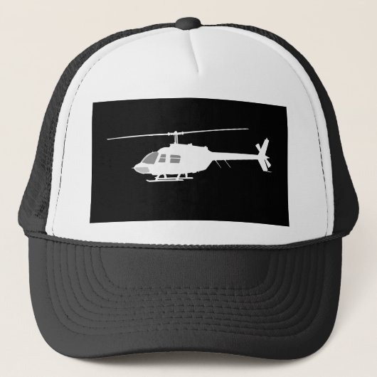 Helikopter Chopper Silhouette Flying Black Trucker Pet (Voorkant)