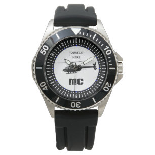 Helikopter Chopper Silhouette - speciaal aangepast Horloge
