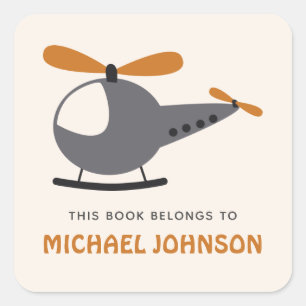 Helikopter en Kind-peuter: boekbord Vierkante Sticker