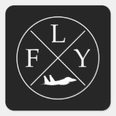 Helikopter FLY Vierkante Sticker (Voorkant)