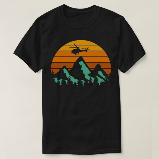 Helikopter  gebergte Heli Pilot Sunset T-shirt (Design voorkant)