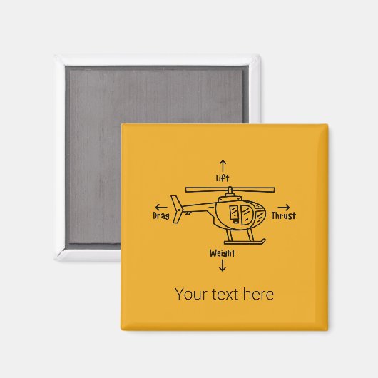 Helikopter illustratie luchtvaart Piloot Birthday Magneet (Voorkant / Achterkant)