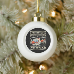 Helikopter Kerstman Hoed Kerstverlichting Lelijke  Keramische Bal Ornament