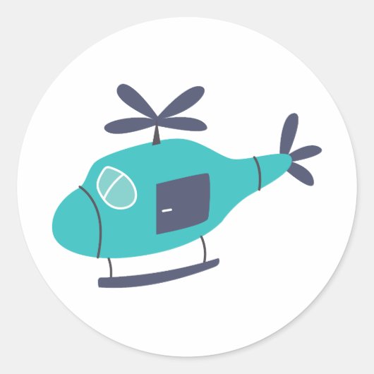 Helikopter Kinderen Ronde Sticker (Voorkant)