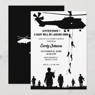 Helikopter leger soldaat baby shower kaart