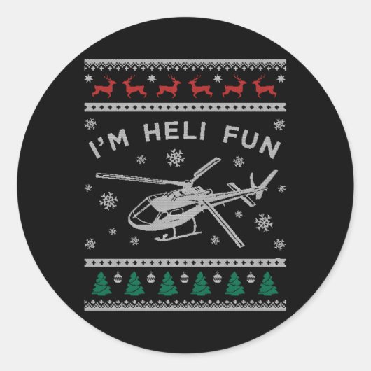 Helikopter Lelijke Leuke Heli Ronde Sticker (Voorkant)