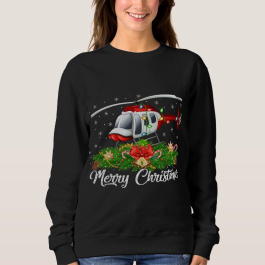Helikopter Lover Matching Santa Hat Helikopter Chr Trui (Voorkant)