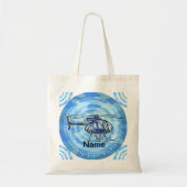 Helikopter met blauw luchtruim canvas tas (Voorkant)