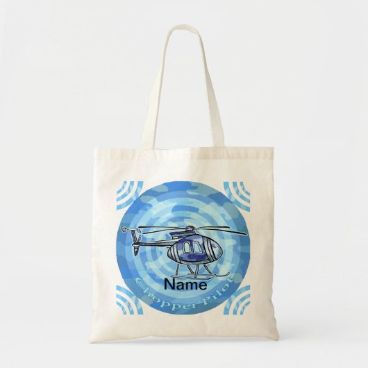 Helikopter met blauw luchtruim canvas tas (Voorkant)