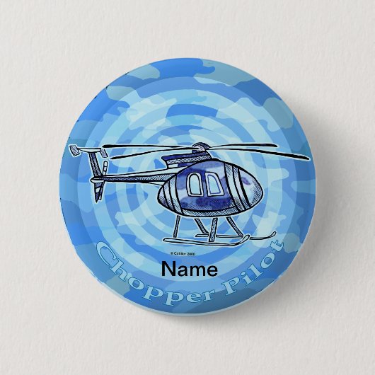 Helikopter met blauwe lucht ronde button 5,7 cm (Voorkant)