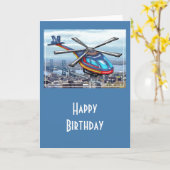 Helikopter met hoog vliegbereik over de weg kaart (Gele Bloem)