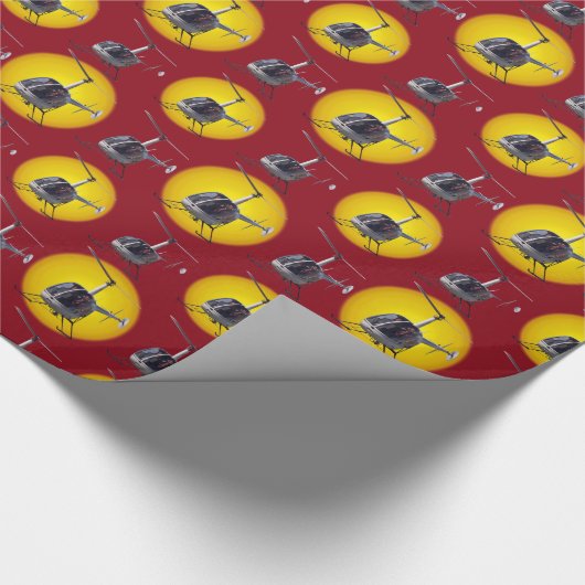 Helikopter met onmiddellijke lading kerstpapier cadeaupapier (Hoek)