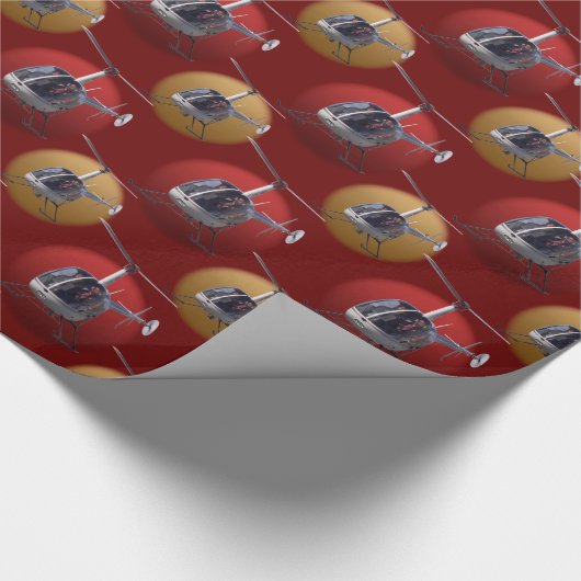 Helikopter met onmiddellijke lading kerstpapier cadeaupapier (Hoek)
