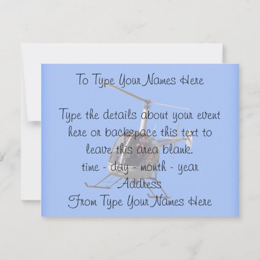 Helikopter Party Uitnodigingen Helikopter RSVP Kaa (Achterkant)