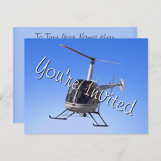 Helikopter Party Uitnodigingen Helikopter RSVP Kaa (Voorkant / Achterkant)