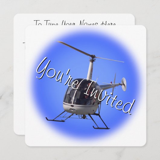 Helikopter Party Uitnodigingen Helikopter RSVP Kaa (Voorkant / Achterkant)
