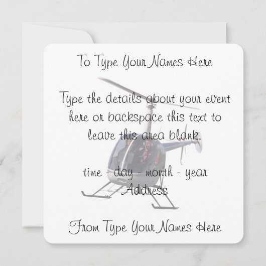 Helikopter Party Uitnodigingen Helikopter RSVP Kaa (Achterkant)