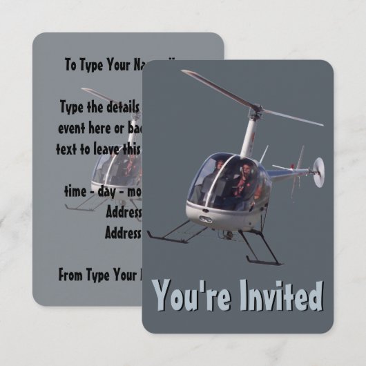 Helikopter Party Uitnodigingen Helikopter RSVP Kaa (Voorkant / Achterkant)