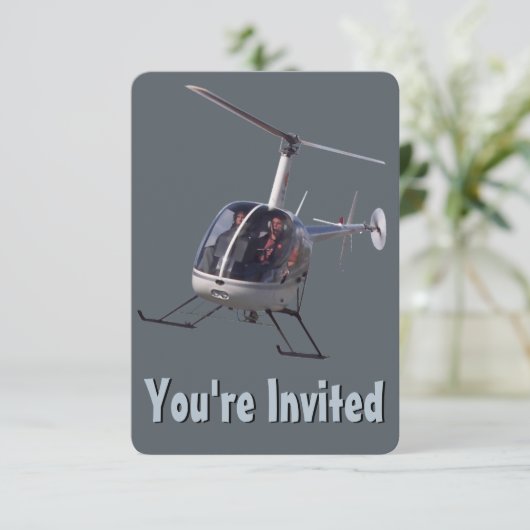 Helikopter Party Uitnodigingen Helikopter RSVP Kaa (Staand voorkant)