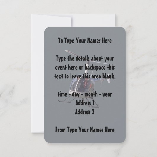 Helikopter Party Uitnodigingen Helikopter RSVP Kaa (Achterkant)