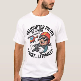 Helikopter Piloot Cartoon Mascotte T-shirt