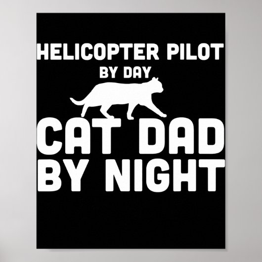 Helikopter piloot per dag kattevader bij nacht poster (Voorkant)