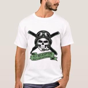 Helikopter Piloot Schedel Embleem – Ik Vlieg Helik T-shirt