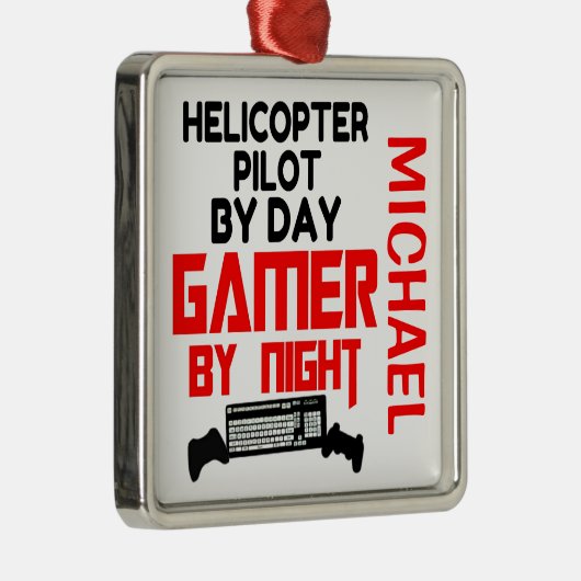 Helikopter Pilot houdt videospelletjes spelen Metalen Ornament (Rechts)