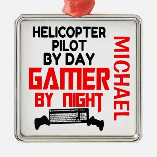 Helikopter Pilot houdt videospelletjes spelen Metalen Ornament (Voorkant)