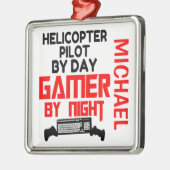 Helikopter Pilot houdt videospelletjes spelen Metalen Ornament (Links)