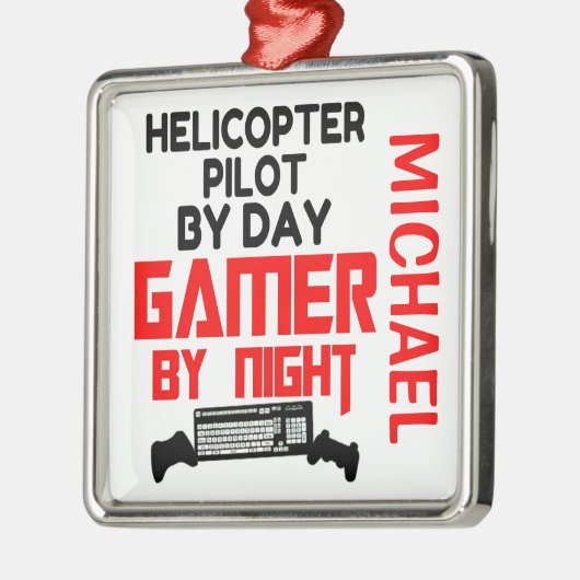 Helikopter Pilot houdt videospelletjes spelen Metalen Ornament (Links)