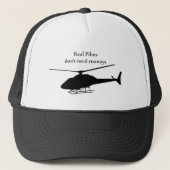 Helikopter Pilot Silhouette Flying Quote Trucker Pet (Voorkant)