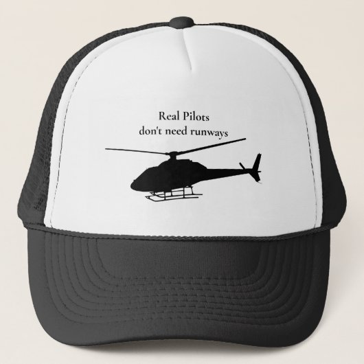 Helikopter Pilot Silhouette Flying Quote Trucker Pet (Voorkant)
