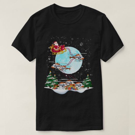 Helikopter Reindeer Santa's Sleigh Pilot Kerstmis T-shirt (Design voorkant)