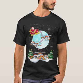 Helikopter Reindeer Santa's Sleigh Pilot Kerstmis T-shirt