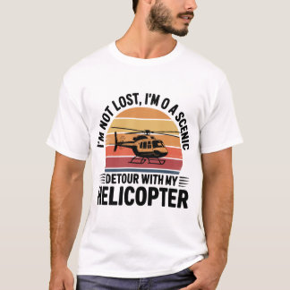 Helikopter Retro Zonsondergang Design T-shirt