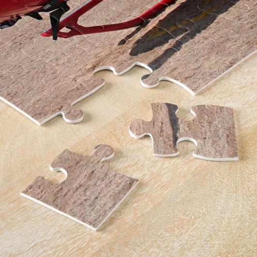 Helikopter, rood, vliegtuig legpuzzel (Zijkant)